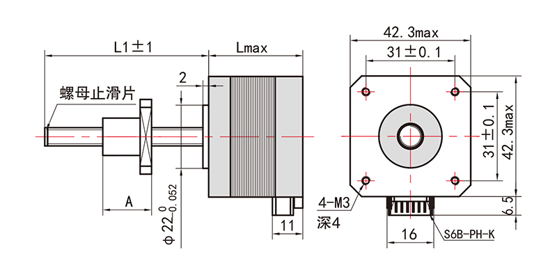外驅(qū)式滾珠絲桿直線步進(jìn)電機(jī)-42H34MBG