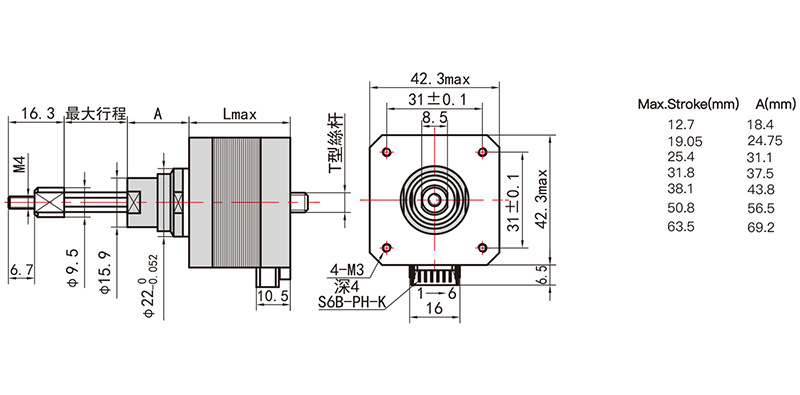 42mm系列固定軸式直線步進電機-17HS48A